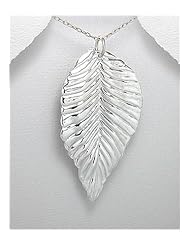 Leaf Pendant Necklace In 92.5 Sterling Silver