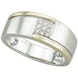 14K Two Tone Gold Men's Diamond Ring
