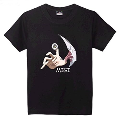 Parasyte Kiseiju Migi Printing Short sleeves T-shirt Tee (L (US M), Black)