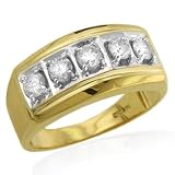 14K Yellow Gold 1 Carat Diamond Men's Band Diamond Ring - Size 11