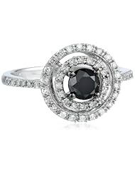 White-Gold Black and White Diamond Round Ring (1cttw, G-H Color, I2-I3 Clarity), Size 7