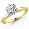 14K 1.50 Carat Round Cut Solitaire Diamond Ring (G-H ; SI1-2)