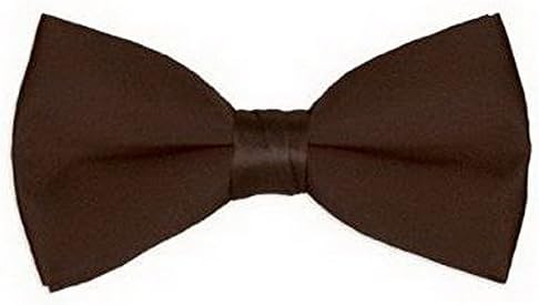 Boy's Solid Color Banded Satin Bow Ties / Bowties (Chocolate Brown)