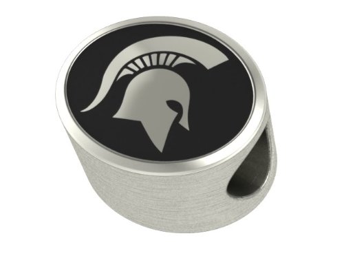 Michigan State University MSU College Jewelry and Bead Fits Most Pandora Style Bracelets. High Quality Bead in Stock for Immediate Shipping