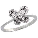 14k White Gold Small Butterfly Ring, w/ 0.12 Carat Brilliant Cut Diamonds, 5/16 (8.5mm) wide