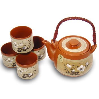 5 piece Japanese Plum Tree Tea Set (1 pot & 4 cups) 5 piece Japanese Plum Tree Tea Set (1 pot & 4 cups)