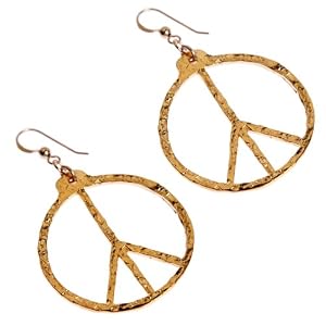 Peace Symbol Hand Hammered Delicate Gold Dipped Earrings