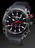 Air Force One Men's Black IP Silicone Strap Military Spec Chronograph Watch