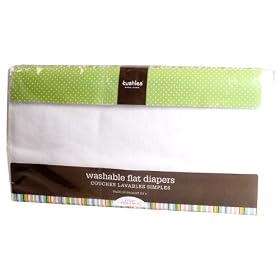 Kushies 6 Pack Washable Flat Diapers, White