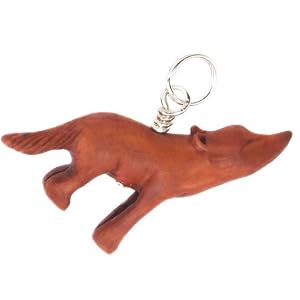 CARVED HOWLING WOLF CHARM ~ WOOD