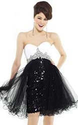 Chiffon/Taffeta/Tulle Applique Crystals Beaded Crystal Lace Short Prom Dress/Party Dress 