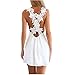 Voinnia Women Sexy Backless Lace Crochet Chiffon Summer Beach Mini Dress, White, Small