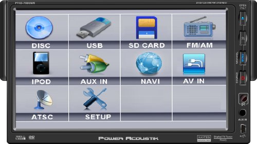 Power Acoustik PTID-7000 Single DIN Nav Ready A/V Source Unit w/ Detachable Oversize Digital 7? TFT-LCD Touch Screen