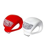 iQualTech High Quality Set of 2 Dual-LED Super Bright Bike Lights, 1 Red (Rear) + 1 White (Front) for Safety - Fits all sized Handlebars and Installs in Seconds! 3 Settings: Rapid Flashing, Slow Flashing, Constant Light