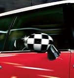 MINI Cooper and Clubman Checkered Flag Mirror Covers - fits model years 2007 2008 2009 and 2010 - without powerfold mirrors - set of 2 left and right (will also fit the 2009 and 2010 Convertible)