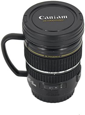 JAYHU 18-55mm f/4L Camera Lens Coffee Tea Mug/ Thermos Stainless Steel with Handleand Lid /Great Gift for Drinking Water Tea Coffee Juice or Milk A29 (220ml, Black)
