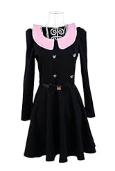 Flared-Skirt  Belted Long Sleeves Cotton Spring  Dress With a Bow(s)