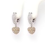 0.35 Carat 14KWR Diamond Heart Charm Earrings