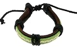 Neptune Giftware Mens Dark Brown Leather & Cord Surf Wristband Bracelet - 16
