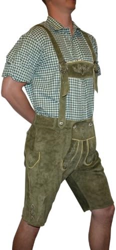 Trachten Haus Men's Leather German Oktoberfest Lederhosen Shorts (2 Piece)