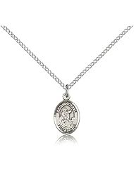 .925 Sterling Silver Saint St. Colette Medal Pendant 1/2 x 1/4 Inches Loss of Parents-9268- Comes with a .925 Sterling Silver Lite Curb Chain Neckace And a Black velvet Box