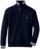 Nautica Big Boys' Long Sleeve Solid 1/4 Zip Sweater, Navy, Large