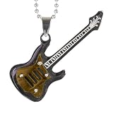 Italian Style Gold Music Electric Guitar Stainless Steel Adult Pendant Necklace with gift Box J2044