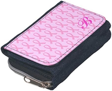 axeling Womens Coin Purse Denim Mens Breast Cancer Pink Ribbon Wallets 5.1x3.54 inches