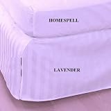 Homespell Egyptian Cotton 300 Thread Count Sateen Stripe Bed Skirt Lavender Queen.