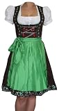 3-teiliges Midi-Dirndl-Set Dirndel Dirndlbluse Dirndlschürze Grün, Größe:38 Produktbild