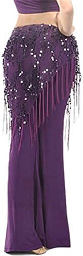 Belly Dance Hip Scarf Tragarse® Triangle Shawl With Paillettes And Fringe (Purple)