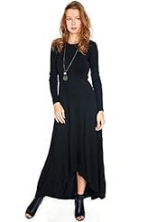 High-Low-Hem Rayon/Wool Maxi Dress 