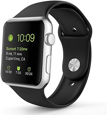 Apple Watch Band, HBBRO Soft Silicone Fitness Replacement Sport Band for 38mm Apple Watch All Models,Black (3 Pieces of Bands Included for 2 Lengths)