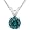 14K White Gold Round Blue Diamond Solitaire Pendant w/18 Inch Chain (1/8 ctw)