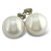 12mm Round Shell Pearl Stud Earrings in Sterling Silver
