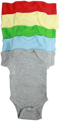 MoonTree Kids 5-Pack Bold Colors Bodysuit, Newborn, Boys