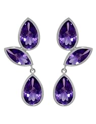 14K Gold Chandelier Drop Earrings with bezel-set Natural Purple Amethysts