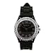 Geneva Black and Silver Silicone Gel Ceramic Style Band Crystal Bezel Watch