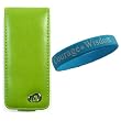 Premium Leather Case with Swivel Belt Clip for Apple iPod Nano Nano-Chromatic 4th Generation 8gb 16gb (Nano Chromatic Not Included) + Wisdom*Courage Wristband + Ipod Nano Screen Protector Kit, Green with Flip