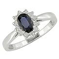 10K Gold Diamond and Sapphire Oval-Setting Tapered Ring