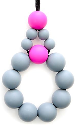 Baby Gamo Bead Pendant Necklace Gray and Hot Pink