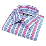 Forzieri Hot Pink & Blue Variegated Striped Cotton Italian Dress Shirt