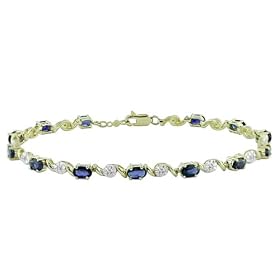 10K Yellow Gold, Diamond and Sapphire Bracelet by 14