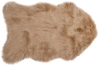 Luxe Thick Lush and Soft Pile 100% Animal-Free Gordon Sheepskin Faux Fur Area Rug, Tan, 2 ft x 3 ft