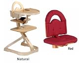 Svan High Chair from Scandinavian Child with Infant Kit and Cushion, Red Cushion with Natural Wood