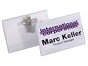 Durable 810119 Namensschild mit Kombiklemme, 90 x 54 mm, transparent, Kunststoff, 50 Stück