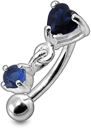 Jeweled Heart with Round Gems Dangling Eyebrow