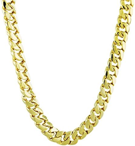Rappers Style 38" 14 Mm 14k Gold Finish Miami Curb Cuban Link Chain