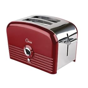 Orva - 18343-56 - Toaster Retro - 2 Fentes - 750 W - Inox / Rouge