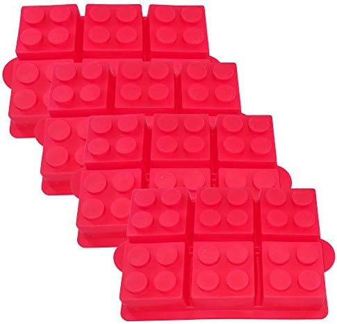 Building Brick Silicone Ice Cube Tray, Jello, Gummy Candy &amp; Cake Baking Mold For Lego Lovers (4 Pack)